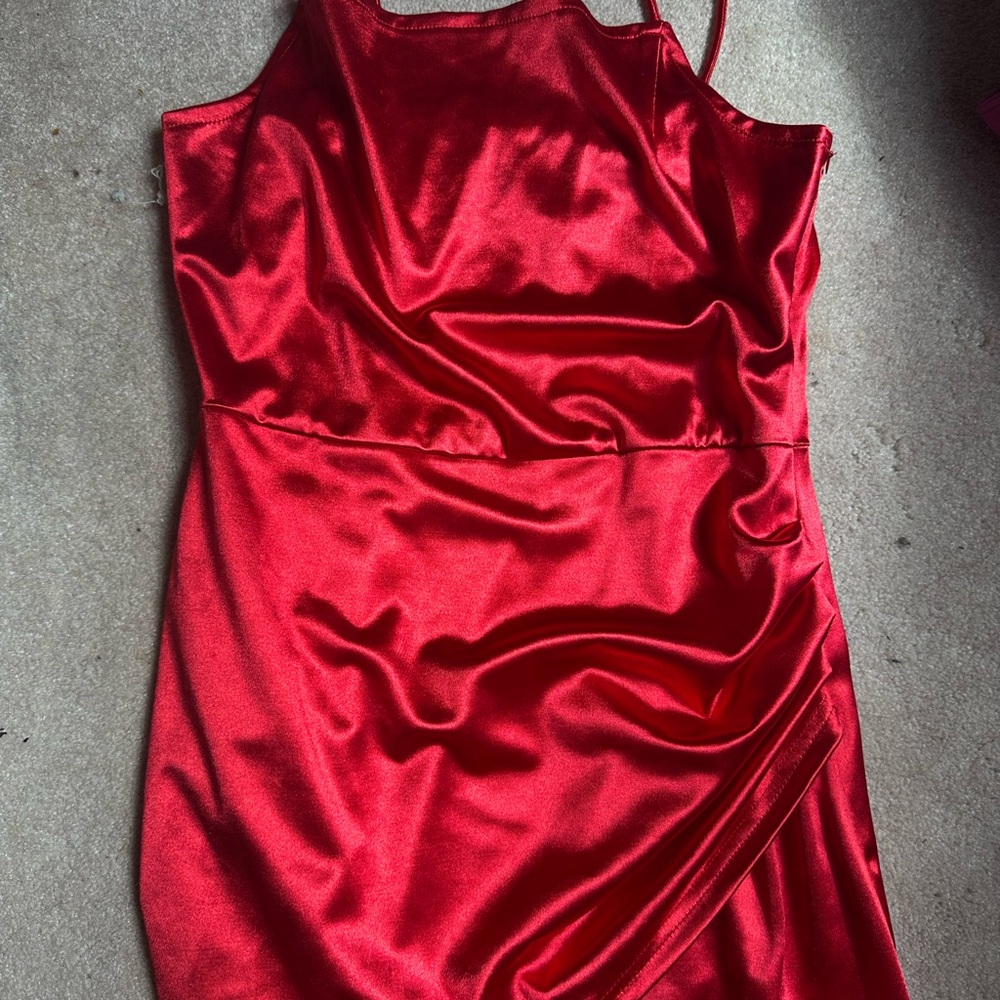 Elegant Red Satin Dress